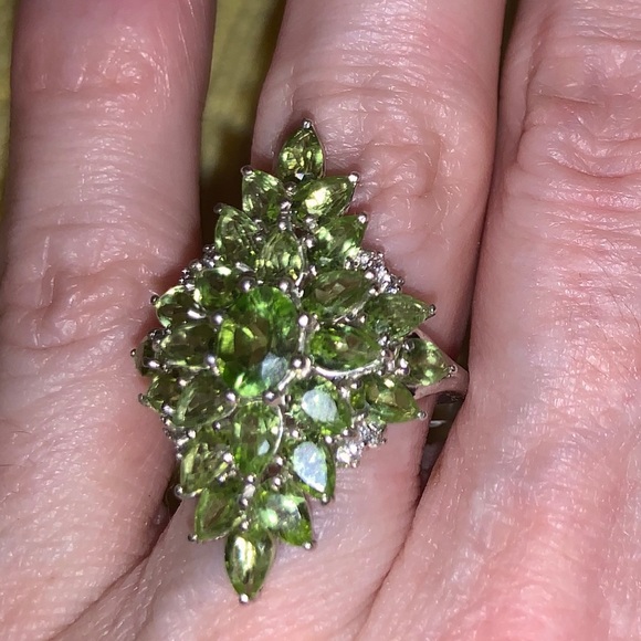 PERIDOT,ZIRCON STERLING SILVER RING - Picture 5 of 7